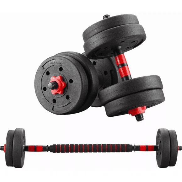 Kit De Mancuernas Pesas Y Barra Recta Ajustable De 15 Kg Negro Malubero