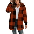 thumbnail image 3 of Uootdi Winter Coats for Women Plaid Warm Plush Hooded Jackets Cardigan Fuzzy Jacket Trendy Fleece Fuzzy Outerwear Gift, 3 of 6
