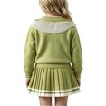 thumbnail image 5 of Enjoytime Outfits for Girls Long Sleeve Knit Sweater Striped Hem Pleated Skirt 2 Piece Set Cute Dressy Holiday Kids Toddler Clothes, 5 of 5