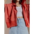 thumbnail image 3 of Women's Loose Hoodies Solid Color Long Sleeve Teen Girl Fall Jacket Casual Clothes Zip-Up Sweatshirts Coat, 3 of 10