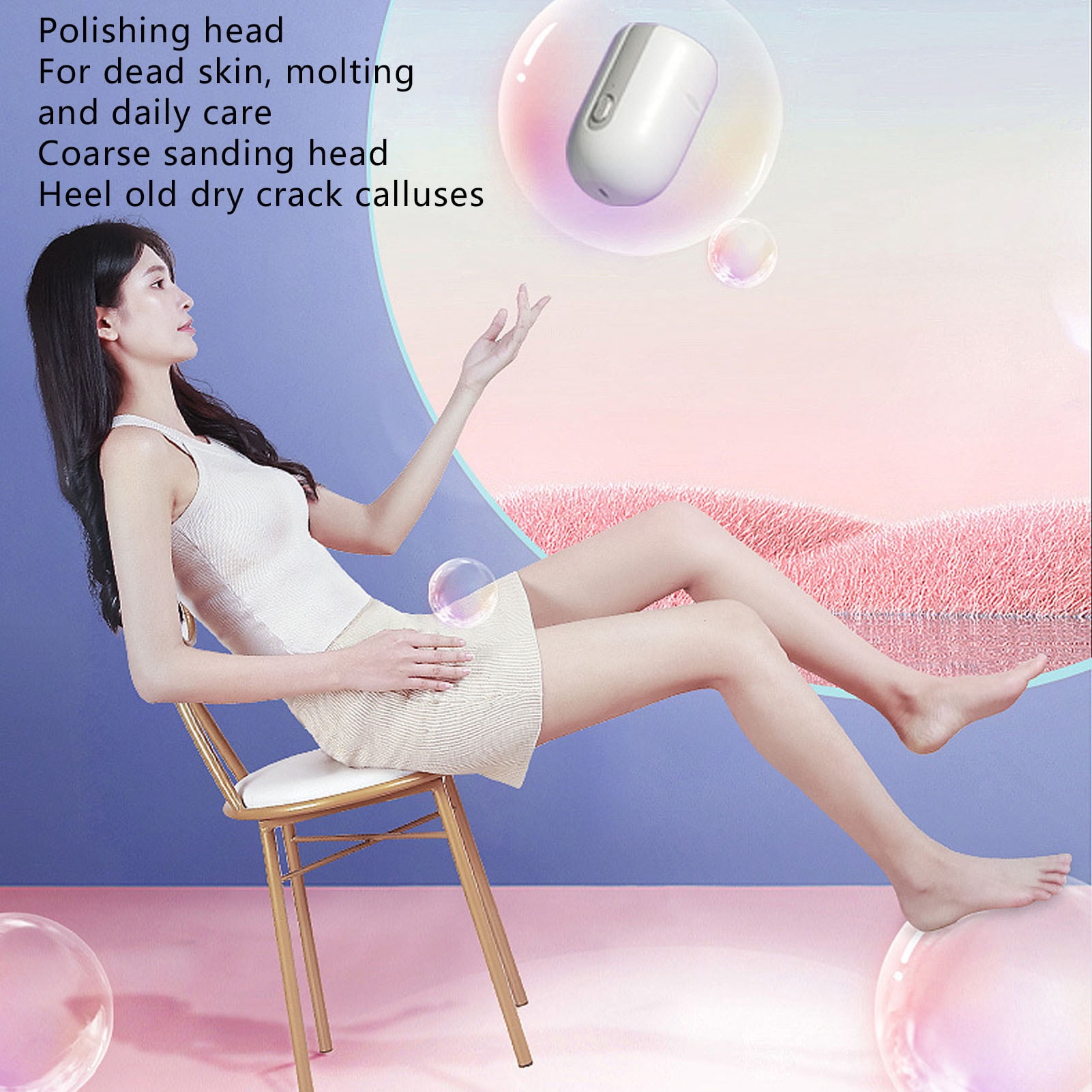 Suodoka Electric Foot Callus Remover, Rechargeable Pedicure File Kit for Cracked Heels and Dead Skin, Professional Foot Care Tool, White (10 inches / 25.4 cm, 6.4 oz / 182 g)