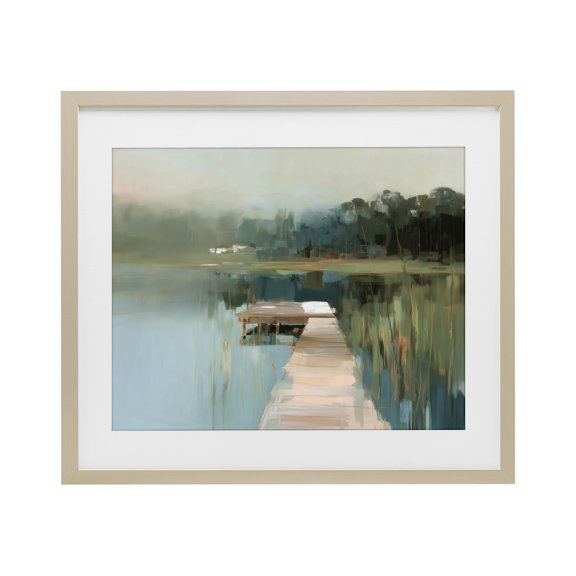 Stupell Industries Marsh Pier Abstraction Birch Framed Print Under Glass, design by Kim Curinga