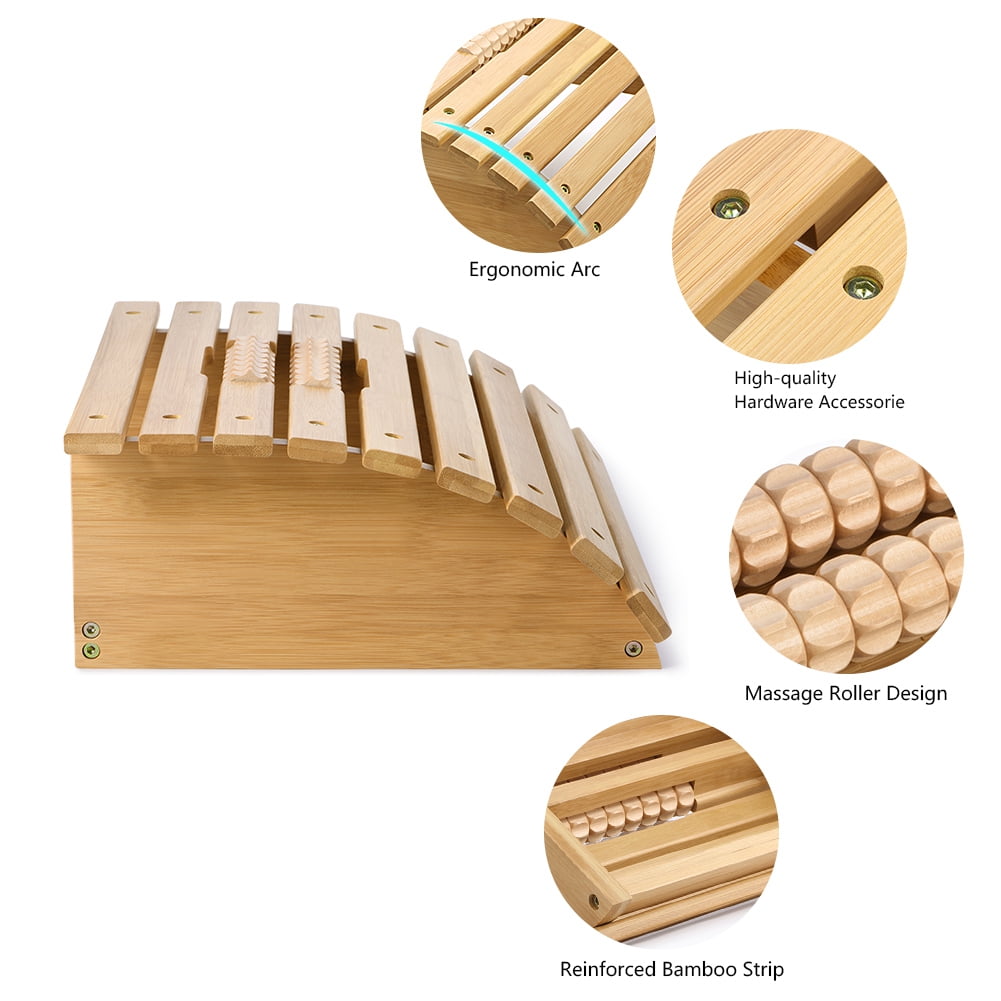 Hurrise Ergonomic Bamboo Footrest Foot Stool Under Desk Footrest