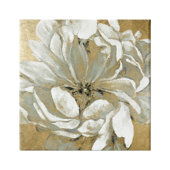 Stupell Industries Abstract White Magnolia Blossom Flower Petals over Gold, 30 x 30,Design by Carol Robinson