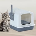 thumbnail image 6 of perfeclan Enclosed Cat Litter Tray Kitty Litter Pan Reusable with Door for Small Animals Rabbit Hooded Cat Litter Case Cat Litter Toilet Gray, 6 of 9