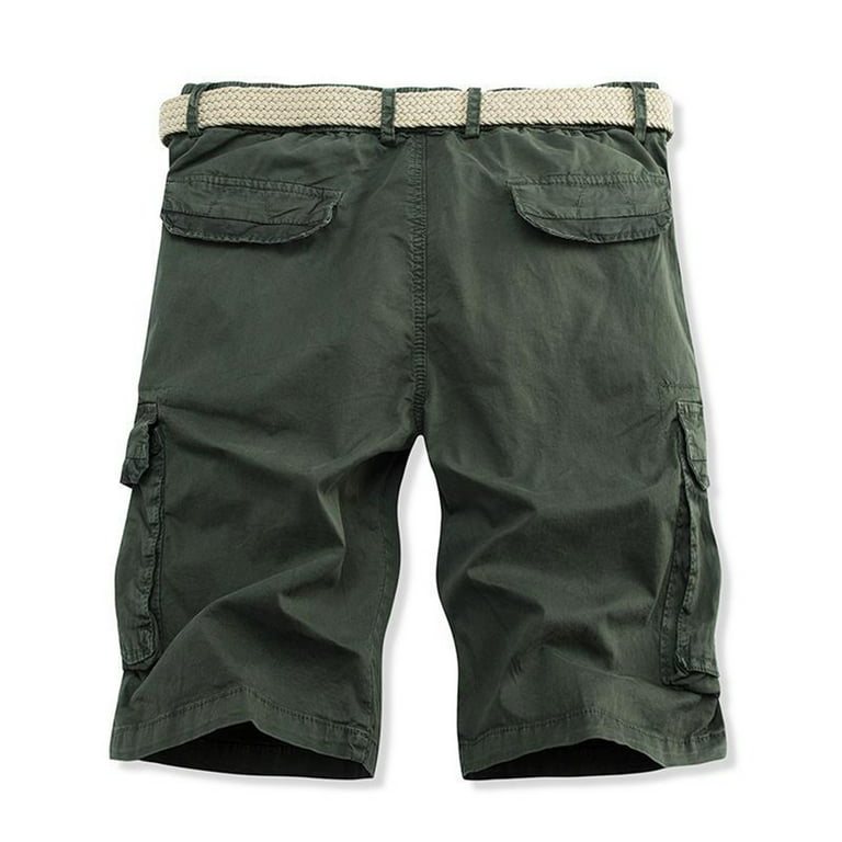 VSSSJ Men's Cargo Shorts Loose Fit Fashion Solid Color Zipper Button  Elastic Waistband Straight Short Pants with Multi-Pockets Casual Summer  Training Exercise Shorts Army Green L 
