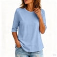 thumbnail image 5 of Hearthz Raglan 3/4 Sleeve T Shirts for Women Solid Color Basic Crew Neck T Shirts for Women Athletic Workout Plain Teacher Outfits for Women, 5 of 6