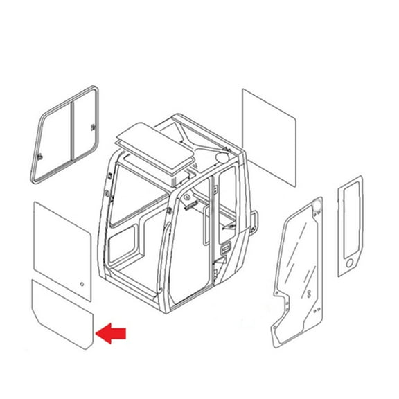 RAParts Front Lower Glass 03786-07104 fits Takeuchi Compact Excavators TB235 TB228