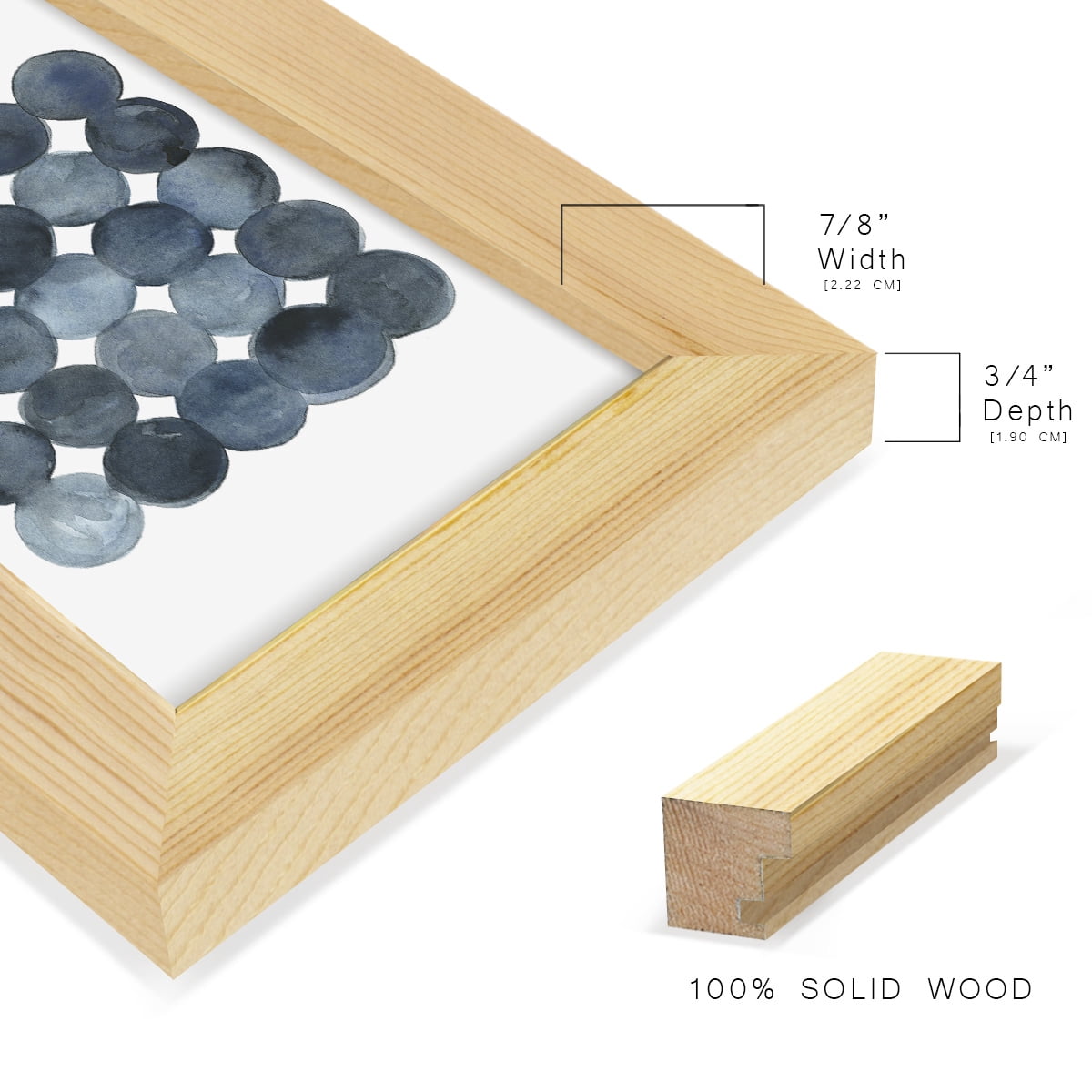 Blue Grey Density I -Framed Print w/glass-Natural Wood