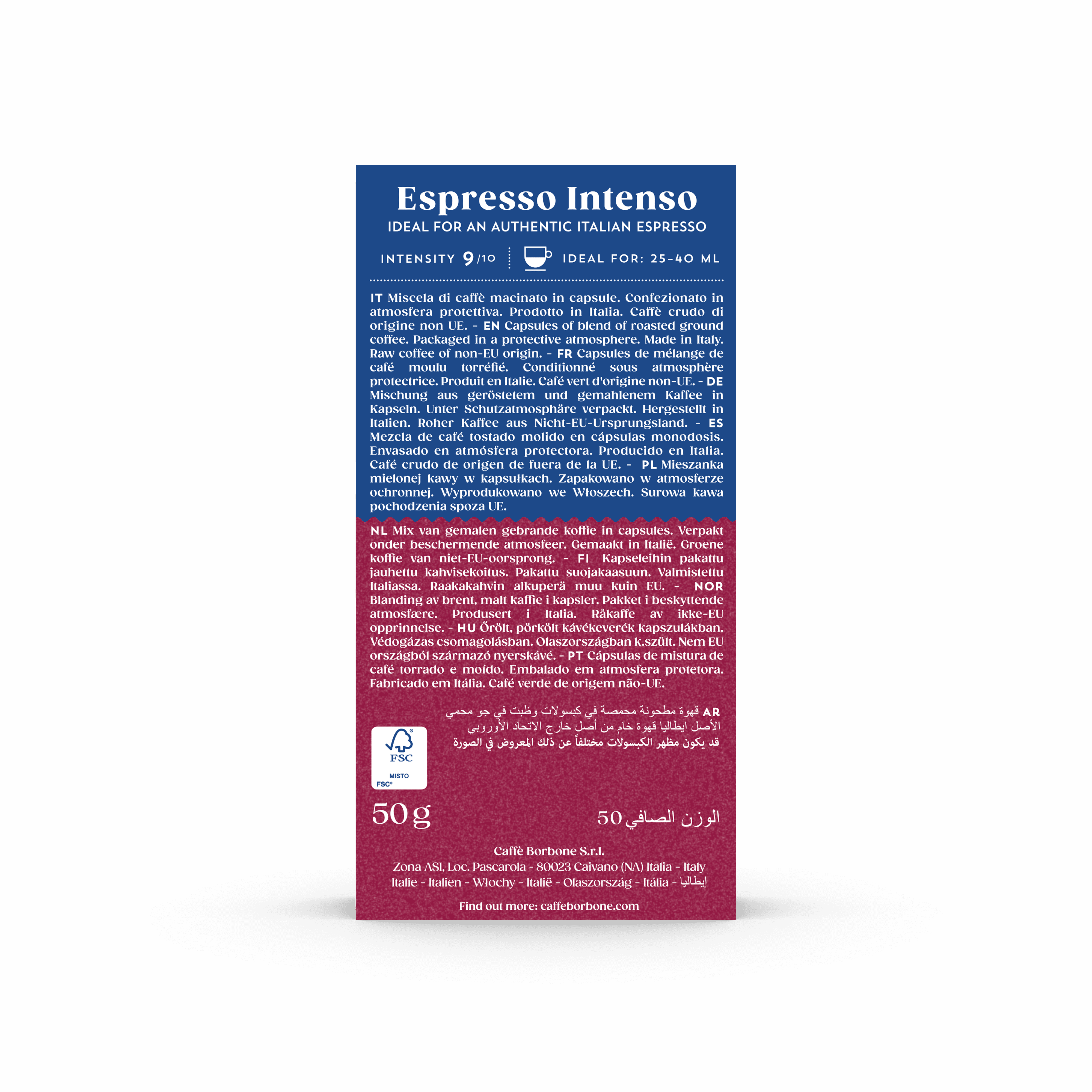 Caffè Borbone Espresso Intenso Dark Roast Nespresso Compatible Aluminum Coffee Pods - 100 Count (10 packs of 10)