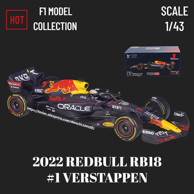 Bburago-modelo de coche F1 2022 con casco, escala 1:43, McLaren, Alfa Romeo, Red Bull Racing, Ferrari, Mercedes, réplica de juguete en miniatura Fivean unisex