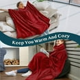thumbnail image 7 of PAVILIA Fleece Wearable Blanket Poncho, Oversized Hoodie Adults, Dark Red, 7 of 7