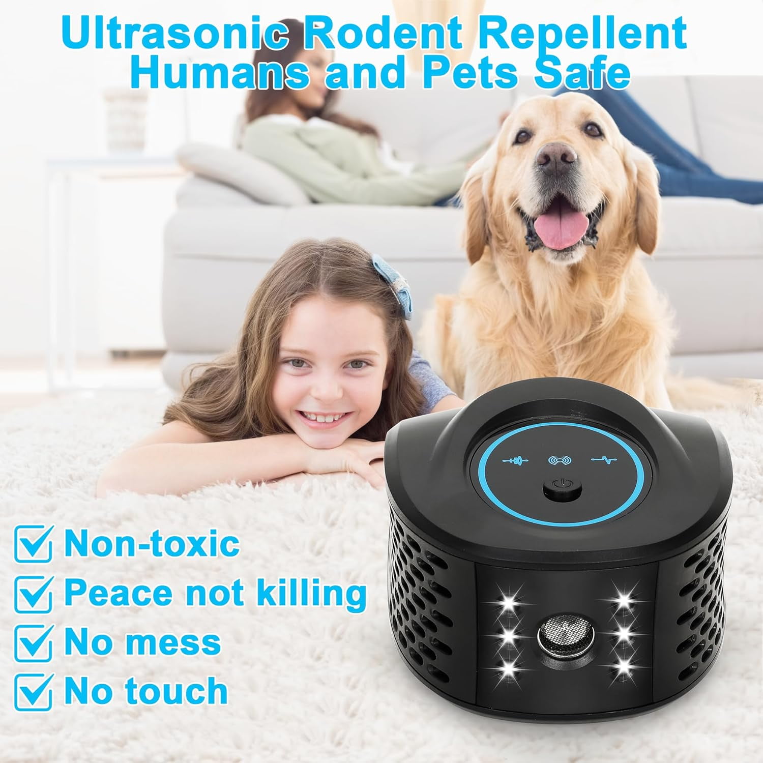 Mouse Repelent Ultrasonic Plug in, Mice Repelent Indoor Ultrasonic Pest Repeler 2026 Upgraded, 360° Ultrasonic Rodent Repelent with 4 Modes & LED Strobe Light for House Kitchen Garage Warehouse