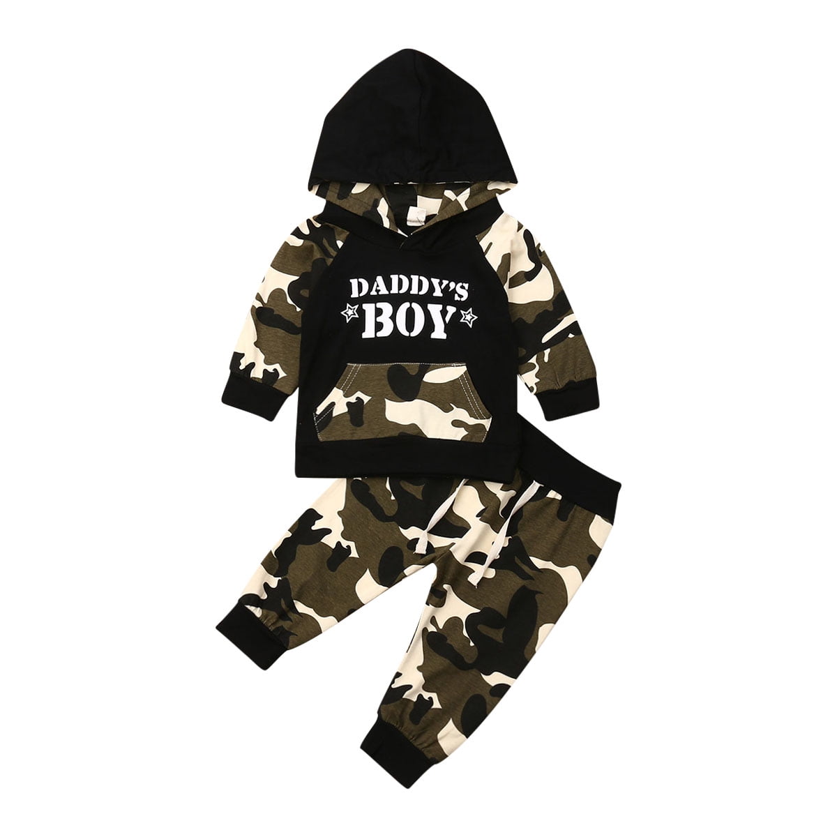 2PCS Baby Boys "DADDY'S BOY" Hooded Tops Pant Outfits Toddler Kid Camouflage Set 