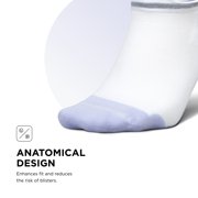 Feetures Elite Max Cushion No Show Tab Ankle Socks - Sport Sock with Targeted Compression - White Lilatech, S (1 Pair)