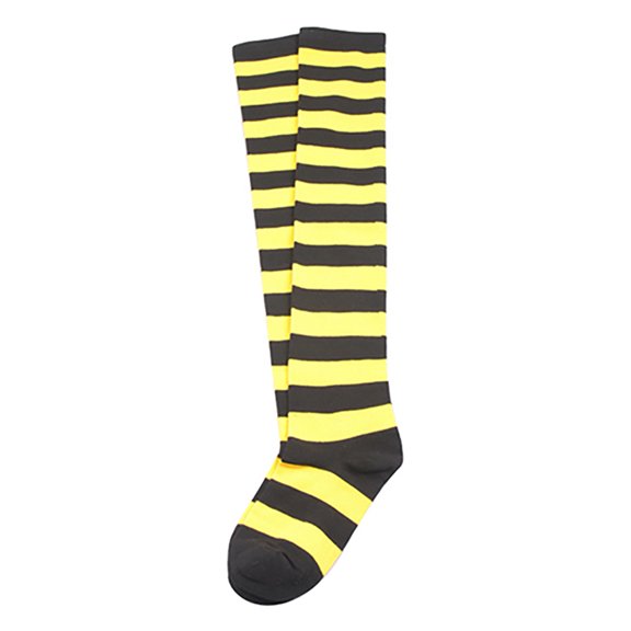harmtty Girl Striped Thigh High Long Socks Over The Knee Elastic Stockings,YelloW