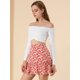 thumbnail image 4 of Allegra K Falda Floral Minifalda Con Volantes A-Línea Para Mujer Rosa S, 4 of 6