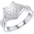 thumbnail image 2 of Heart Shape Diamond Sterling Silver Crossover Infinity Split Shank Halo Promise Engagement Ring, 2 of 4