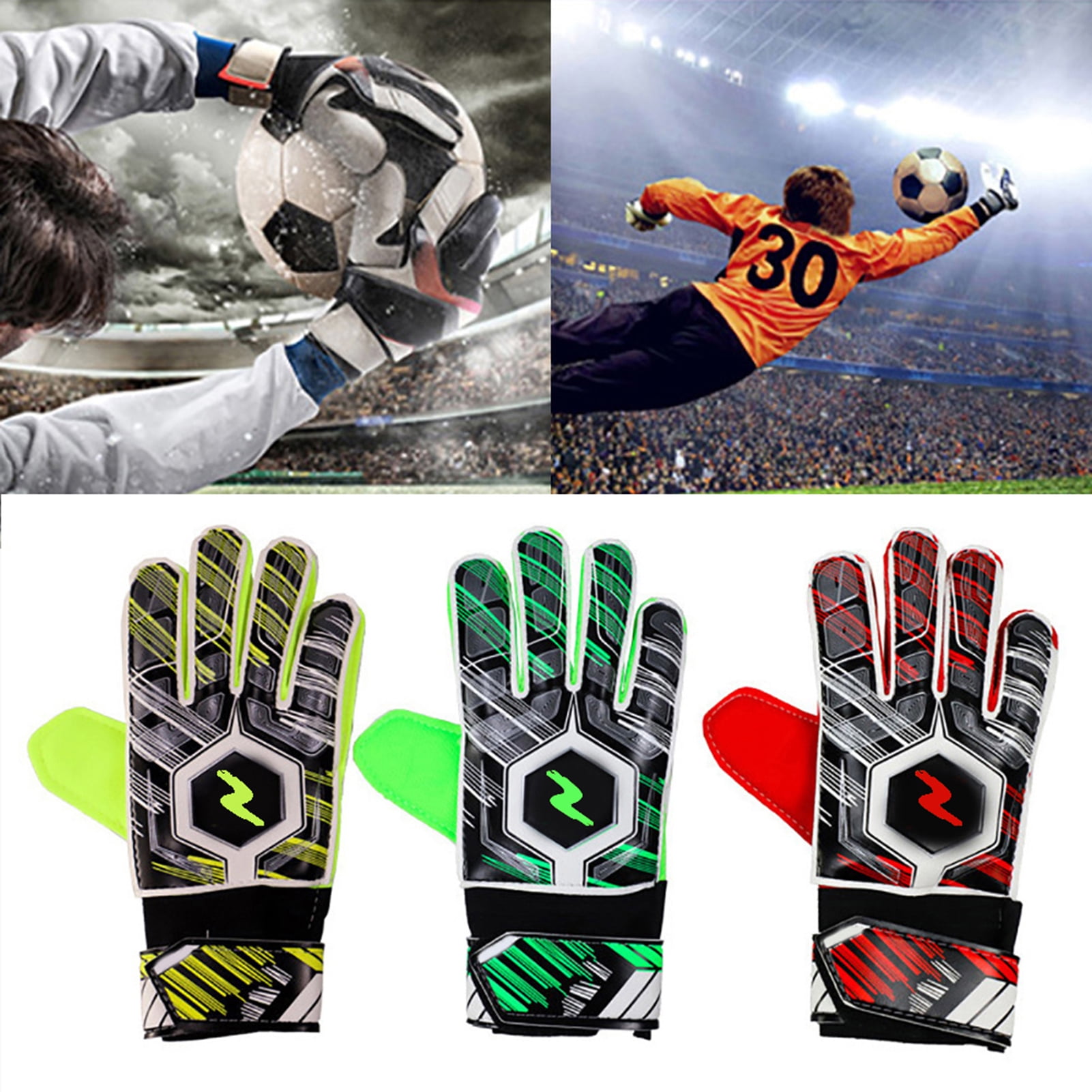 Football Goalkeeper Gloves Goalie Flat Roll Finger Protection Size 5 6 7 8 9 10 