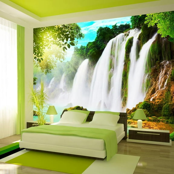 Tiptophomedecor Landscape Wallpaper Wall Mural - The Beauty Of Nature: Waterfall