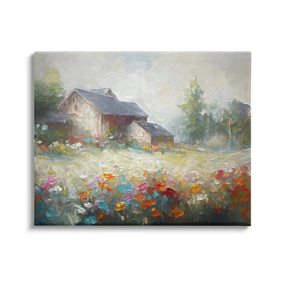Stupell Industries Abstract Floral Countryside Landscape Painting Gallery Wrapped Canvas Art Print Wall Art, 20 x 16