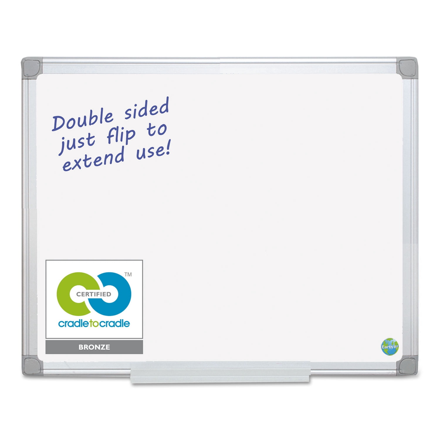 MasterVision Earth Silver Easy Clean Dry Erase Boards 48 x 96 White Aluminum Frame MA2100790