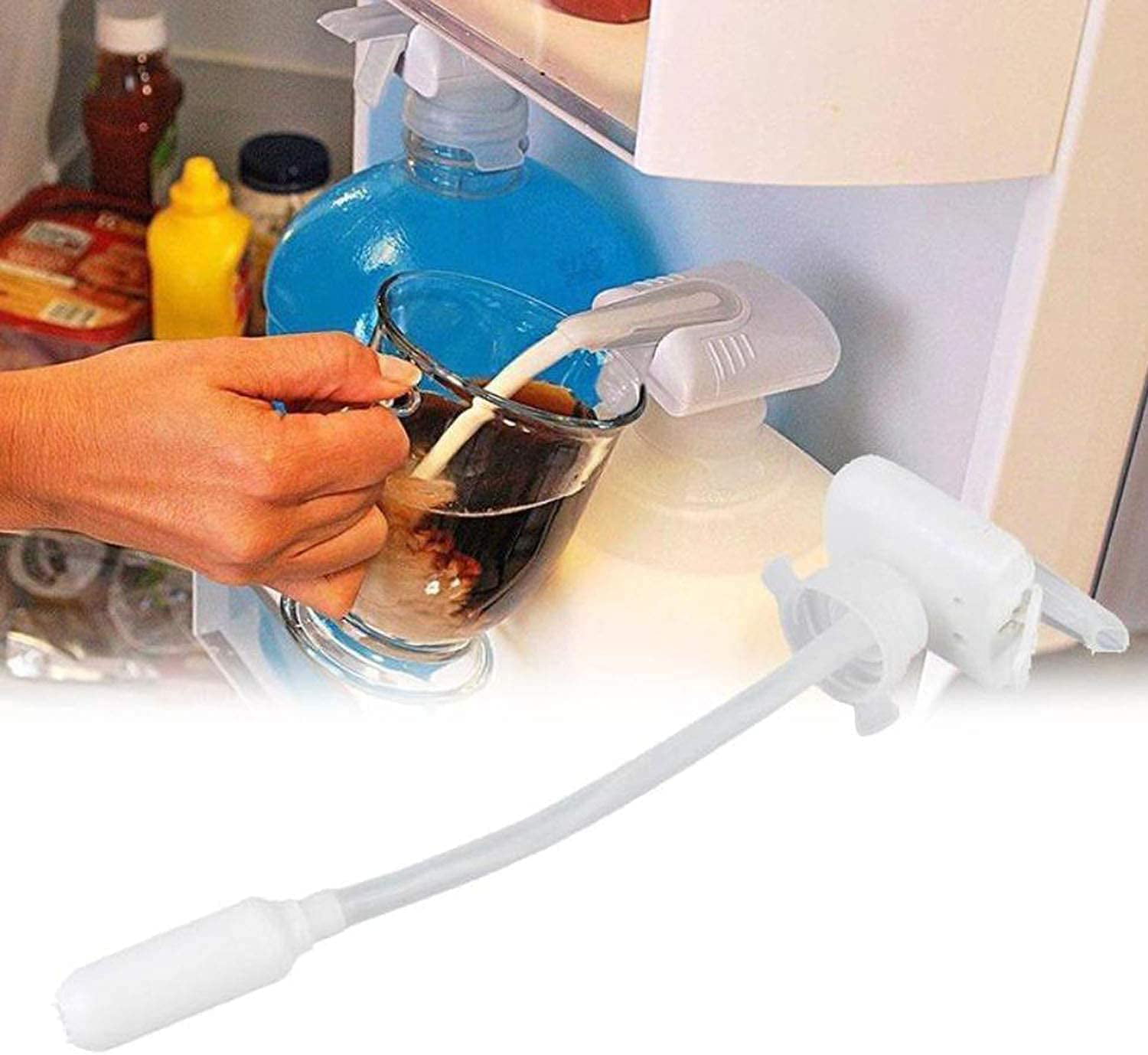 Household Automatic Drink Dispenser Electric Tap Creative Magic Water Dispenser Milk Juice Beer Spill Proof Beverage Straw Dispenser White 
