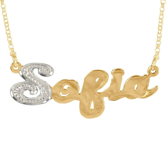 Personalized Bling Initial Name Necklace in 14K Gold-Plated Sterling Silver