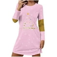 thumbnail image 2 of FDGIU Women's Christmas Sleep Dress, Long Sleeve Comfy Soft Nightie, Round Neck Tshirt Dress Casual House Dress, 2 of 6