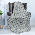 thumbnail image 4 of Geometric Soft Flannel Fleece Blanket, Floral Arrangement and Ornamental Soft Toned Pattern Classical Petals Print, Cozy Plush for Indoor and Outdoor Use, 70" x 90", Pale Grey Blue, by Ambesonne, 4 of 5