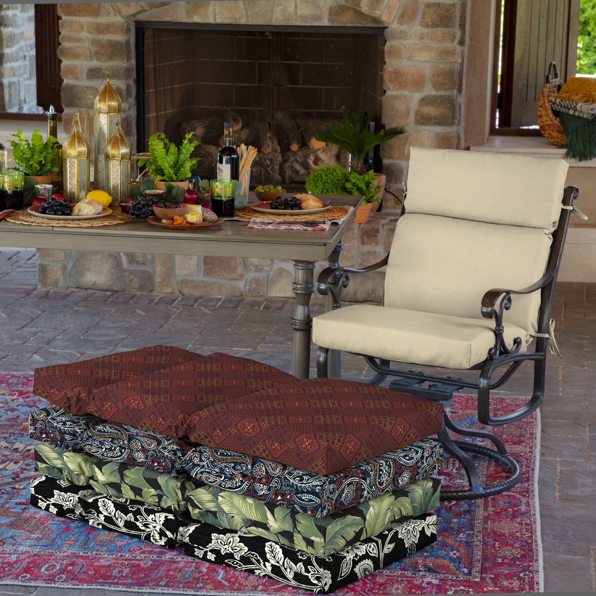ARDEN Outdoor Chair Cushion, 21 x 20, Water Repellent, Fade Resistant 21 x 20, Tan Leala