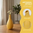 thumbnail image 2 of REGALWOVEN Modern Ribbed Ceramic Vase for Home Decor Small Boho Decorative Vase , Minimalist Matte Flower Vase for Shelf Table Yellow 3"L x 3"W x 6.5"H, 2 of 5