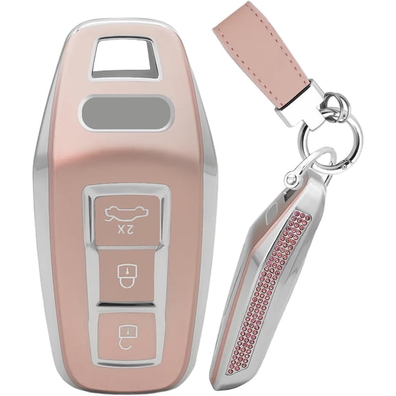 Key Case Holder Protector Keychain for Audi A3 A5L A6 Avant E-tron Q5 Q6 Q5L Q6L A6L SQ6 Sportback 2025 3-Button TPU Full Coverage Diamond Edge Key Fob Cover