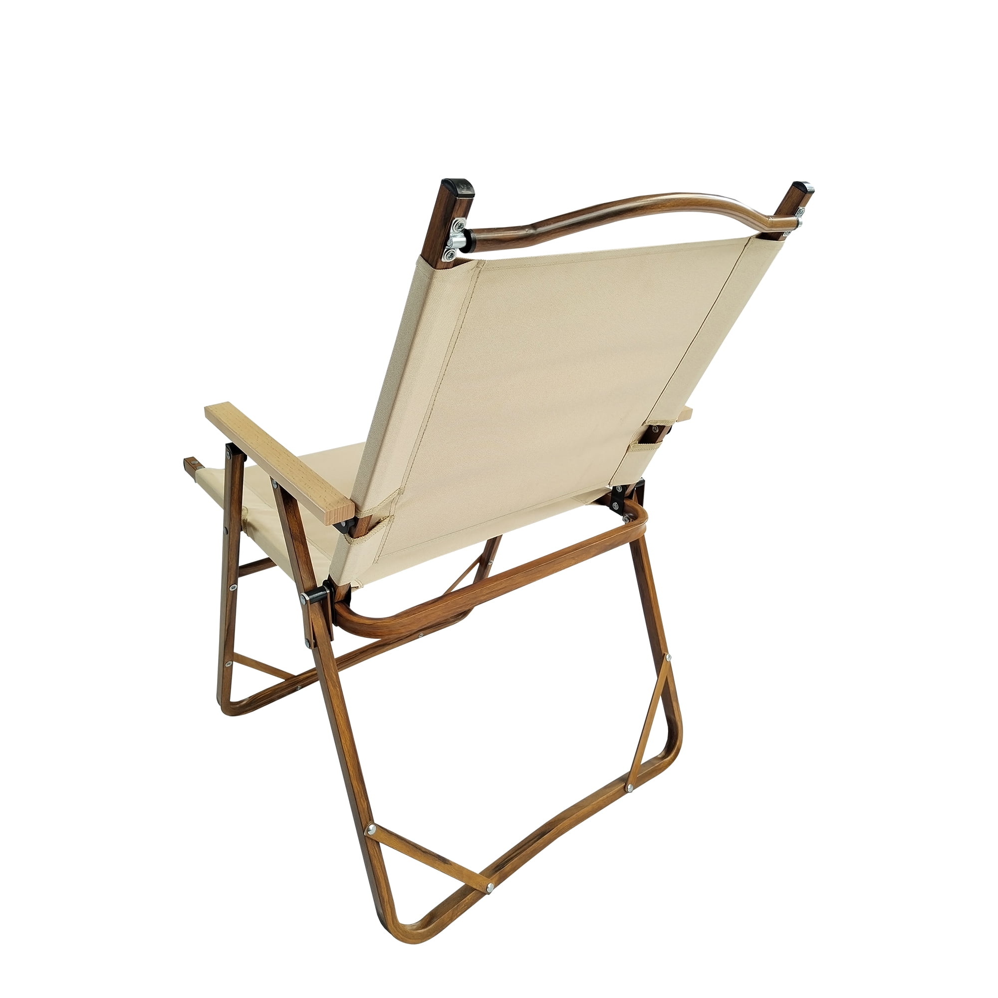 Portable Camping Folding Chair, 4 Pack Armrest Design Aluminium Frame Comfort Outdoor Leisure Chair, Natural