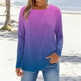 thumbnail image 2 of SROBPTY Longues Chandails à Manches pour Femmes, T-Shirt à Manches Longues à Col Rond avec Imprimé Automnal pour Femmes, Violet, G, 2 of 5