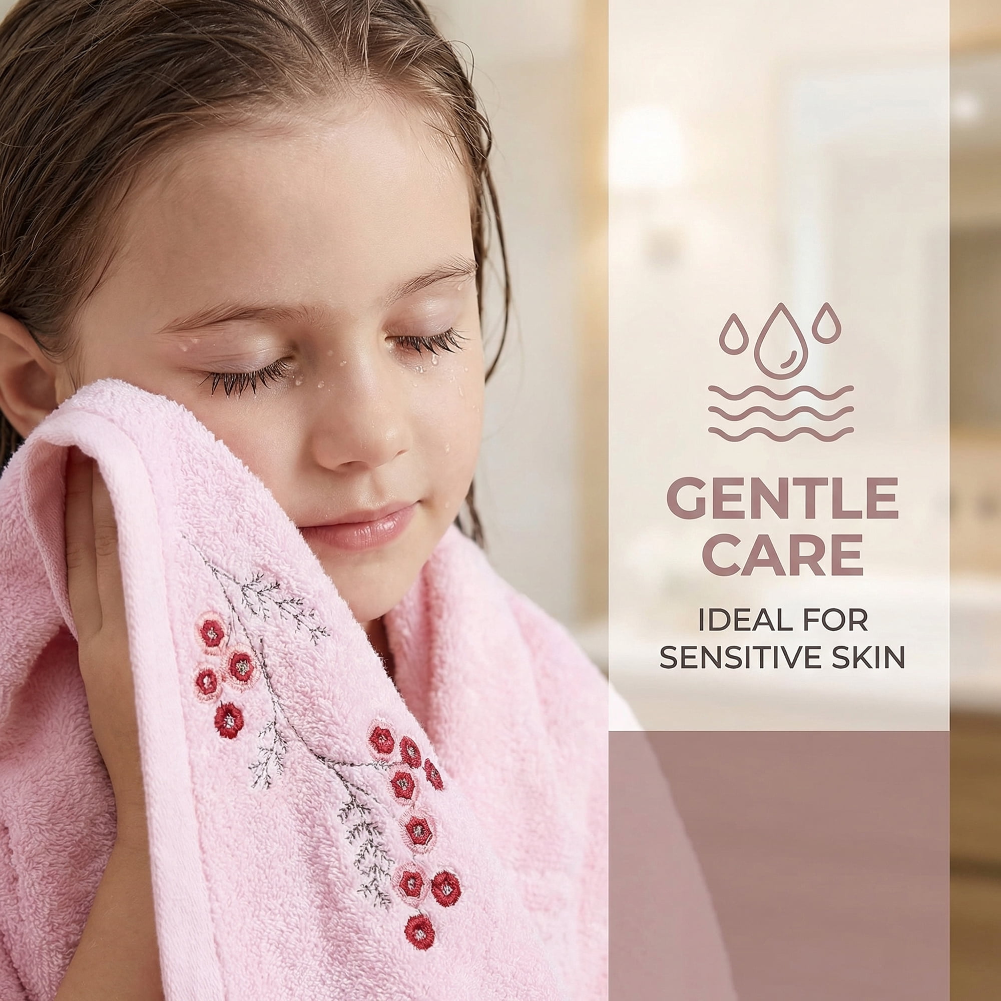 Unique Bargains Soft Absorbent Floral Cotton Hand Towels Pink 29" x 13"