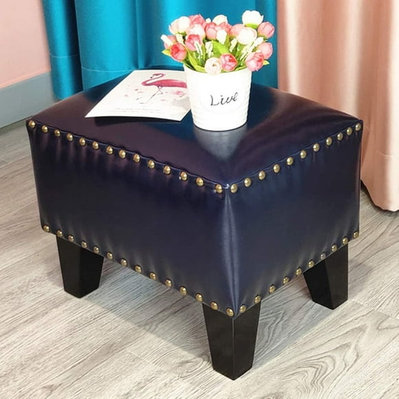 Footstool Ottomans Foot Stool Cube Foot Rest Stool Leather Footstool Ottoman with Wood Legs Square Footrest Living Room Coffee Table Small Bench-36x26x30cm O (J 36x26x30cm)