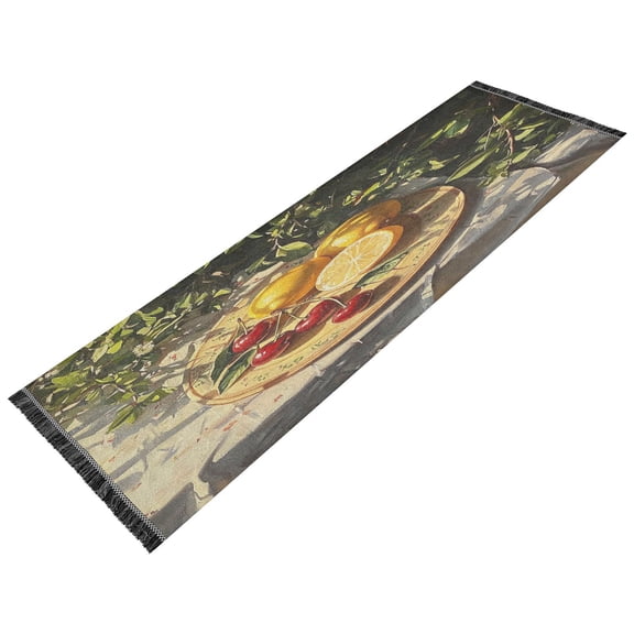 Runner Rug Classical Sun Lemon Painting Style Pattern 72 x 23.5in Indooer Washable Runner Rug