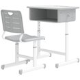 thumbnail image 1 of Adjustable Study Desk & Chair Set - Grey Kids Table with Drawer | Bedroom, Office Learning Furniture (23.6" x 17.7"), 1 of 7