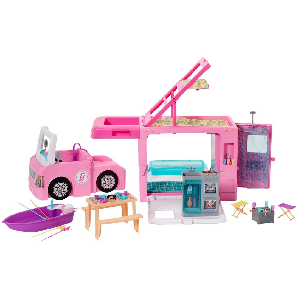 Barbie Estate 3-In-1 Dreamcamper Vehicle With Pool, Truck, Boat And 50 Accessories