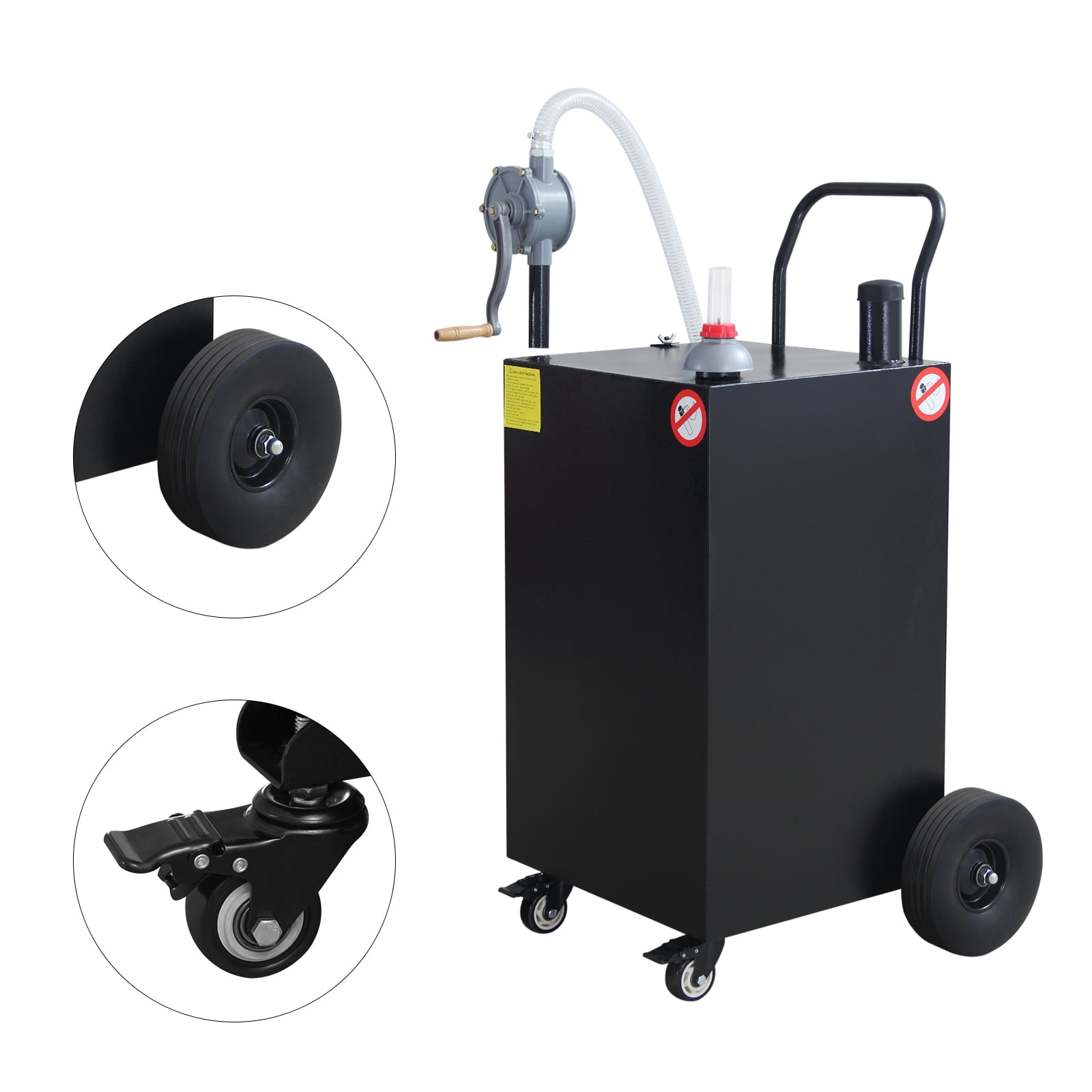 Mescukay 50 Gallon Fuel Caddy, Gas Storage Tank On 4 Wheels With Manual Transfer Pump, Gasoline Diesel Fuel Container for Cars, Lawn Mowers, ATVs, Boats