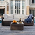 thumbnail image 4 of COSIEST 4-Piece Outdoor Furniture Set Brown Wicker Sectional Sofa, 4 of 5