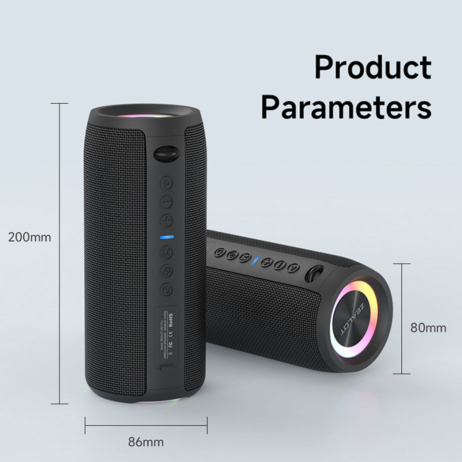 ZEALOT S51Pro Small Speaker BT Wireless Waterproof IPX7 6000mAh Long Battery Life Portable Subwoofer