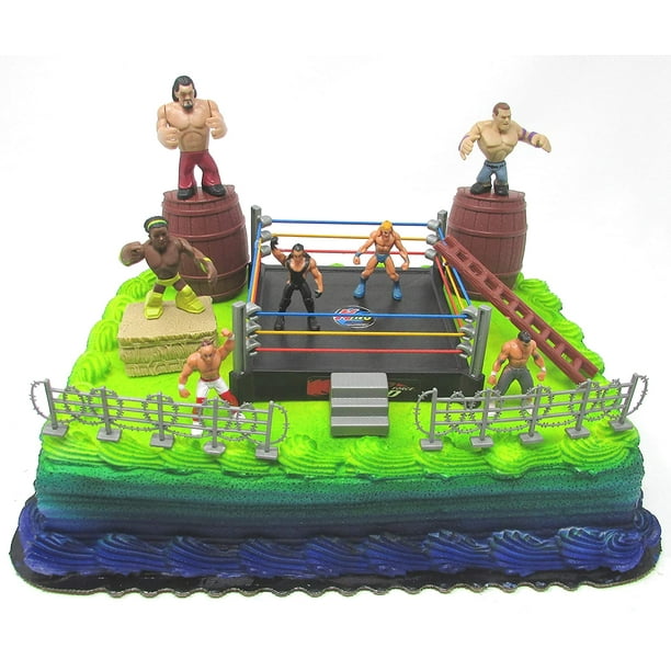 Wwe Deluxe Birthday Cake Topper Wrestler Rumblers Wrestling Birthday Cake Featuring Random Wwe Rumbler Figures And Decorative Themed Accessories Walmart Com