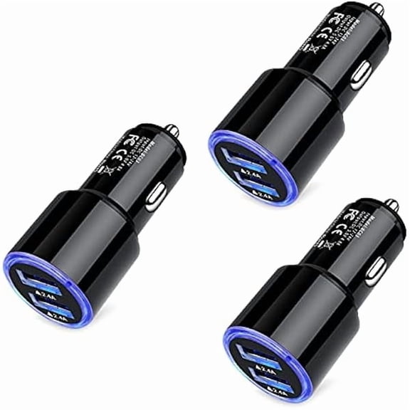 Quyaojz Car Charger, 3Pack 4.8A Rapid Car Phone Charger - USB Cigarette Lighter for iPhone 11 SE XR XS X 8 7 6, Samsung Galaxy S23 S22 S21 S20 A13 A32 S10 S9 S8 S7, Android