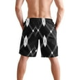thumbnail image 2 of joogoo Men's Swim Trunks Black White Plaid Checkered Beach Shorts with Pockets 2XL, 2 of 6