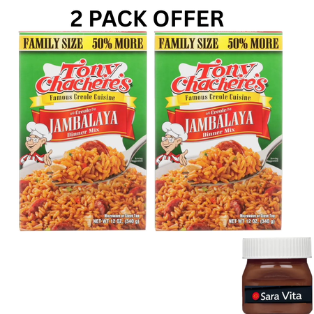 Tony Chachere's Cajun Jambalaya Family Size Rice Dinner Mix, 12 oz, Shelf Stable, No MSG, Nut-free