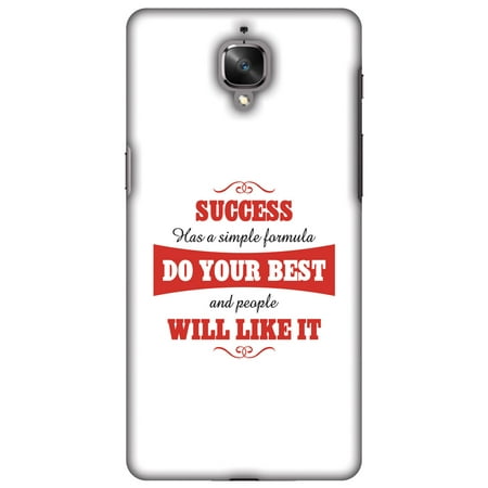 OnePlus 3T Case, OnePlus 3 Case - Success Do Your Best, Hard Plastic Back Cover. Slim Profile Cute Printed Designer Snap on Case with Screen Cleaning