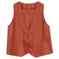 thumbnail image 4 of Juosiy Women's Cotton and Linen Autumn Casual Vest Plain Color V Neck Thin Large Size Stacking Vest, 4 of 4