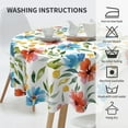 thumbnail image 3 of Watercolor Blue Floral Tablecloth 60 Inch Round Spring Summer Flower Table Cloth Washable Polyester Table Cove for Picnic Camping Holiday Dining Room Kitchen Decor Indoor Outdoor Party Decoration, 3 of 6